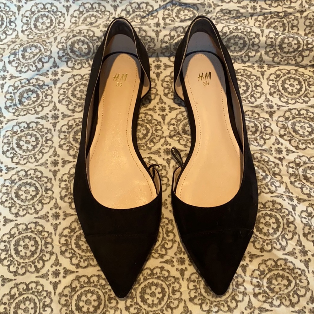 Black flats suede like material